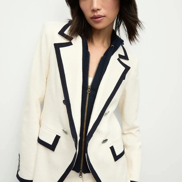 Veronica Beard ivory and navy Women's Blazer - Picture 2 of 5